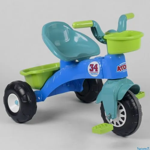 Картинка товара Трехколесный велосипед 07-169 (1) цвет ГОЛУБОЙ с САЛАТОВЫМ, пластиковые колеса с прорезиненной накладкой, корзинка, багажник на Raspashonka.ua фото 2