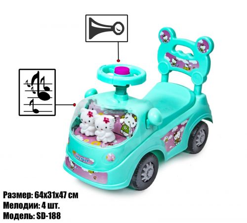 Картинка товара Каталка-толокар "Hello Kitty" 112-Tiffany - БИРЮЗОВЫЙ на Raspashonka.ua фото 2