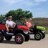 детский электромобиль m 4133 eblr-3 (mercedes unimog): 8 км/ч, 4x4, 180w, 2.4g, eva, кожа - красный - Raspashonka.ua