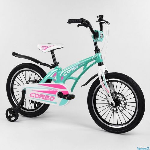 Картинка товара Детский велосипед CORSO MG-18601 (1) 18 дюймов, 2-х колёсный, магниевая рама, дисковые тормоза, БИРЮЗОВЫЙ на Raspashonka.ua фото 2