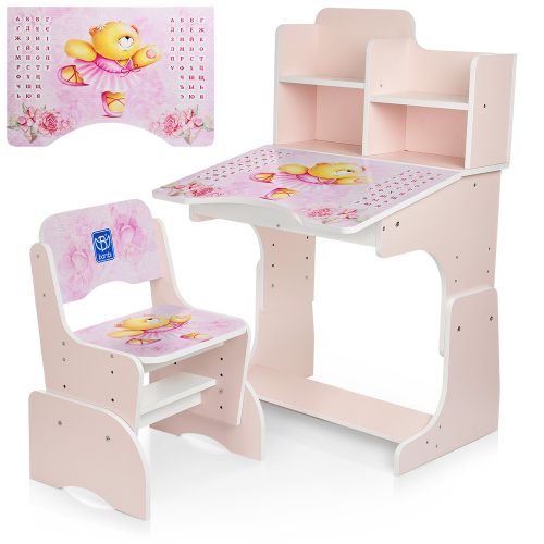 Картинка товара Детская парта Bambi "Мишка" B 2071-55-6 : РОЗОВАЯ на Raspashonka.ua фото 2