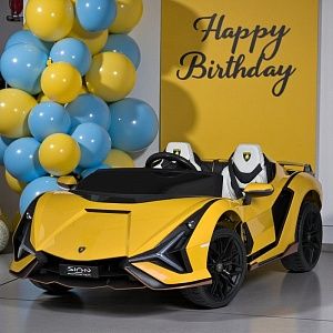 Детский электромобиль M 5072 EBLR-6 Lamborghini Sian: двухместный, пульт 2.4G, моторы 120W, 8 км/ч, 12V 14А - ЖЕЛТЫЙ