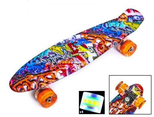 Картинка товара Penny Board 22" "Orange Graffiti" - Светящиеся колёса! (PR021) на Raspashonka.ua фото 2