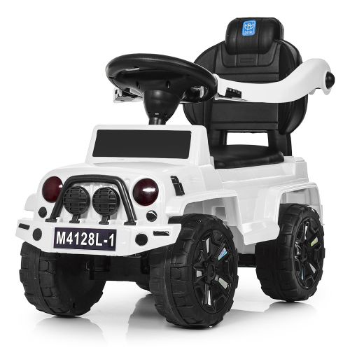 Картинка товара Детская машина-толокар Bambi M 4128 L-1 : кожа, родительская ручка - БЕЛАЯ на Raspashonka.ua фото 4