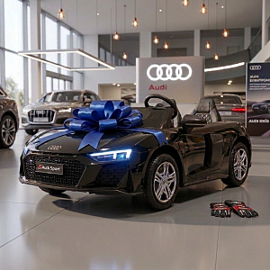 Детский двухместный электромобиль AUDI R8 Spyder: 16 км/ч, 200W, 24V 14A, кожа - ЧЕРНЫЙ (PA.A3000.STRONG.CZ)