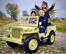 Детский электромобиль джип M 5861 EBLR-10 JEEP бежевый