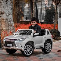 Детский электромобиль джип Lexus LX 570 SILVER LEXUS серый металлик