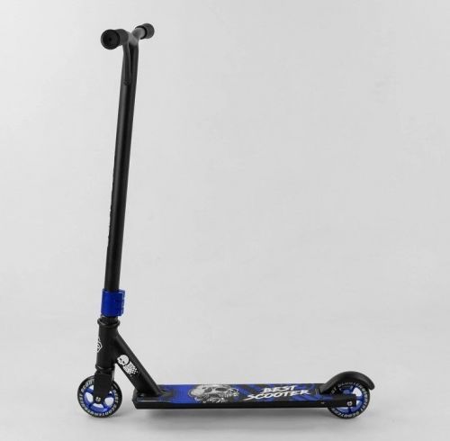 Картинка товара Трюковый самокат Best Scooter 67531 (4), колёса PU100 мм, алюминиевый диск и дека : ЧЁРНО-СИНИЙ на Raspashonka.ua фото 4