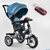 Фото детский 3-х колесный велосипед best trike 5890 – 3387: надувные колеса, поворотное сиденье, складной руль, пульт, фара, цвет - синий джинс - Raspashonka.ua