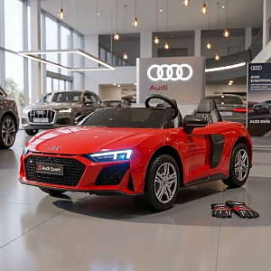 Детский двухместный электромобиль М 6152(24V) AL-3 AUDI R8 SPYDER: 16 км/ч, 200W, 24V 14A, кожа - КРАСНЫЙ