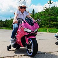 Детский мотоцикл M 4104 ELS-8 BAMBI розовый металлик