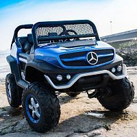 детский электромобиль m 4133 eblrs-4 (mercedes unimog): 8 км/ч, 4x4, 140w, 2.4g, eva, кожа - синий лак - Raspashonka.ua
