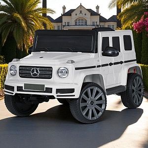Детский электромобиль Mercedes AMG G500 (М 5803 EBLR-1): 140W, 4x4, 12V 9A, EVA, кожа - WHITE