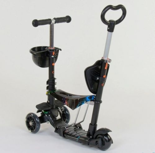 Картинка товара Самокат 5в1 Best Scooter 35110(1), подсветка колёс, корзинка, ЧЁРНЫЙ на Raspashonka.ua фото 7