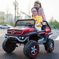 детский электромобиль m 4133 eblrs-3 (mercedes unimog): 8 км/ч, 4x4, 140w, 2.4g, eva, кожа - бордо лак - Raspashonka.ua