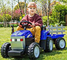 детский электромобиль трактор м 6038 eblr-4-2, bambi racer: 7 км/ч, 2.4g, 90w, eva, usb, эко-кожа - темно-синий - Raspashonka.ua