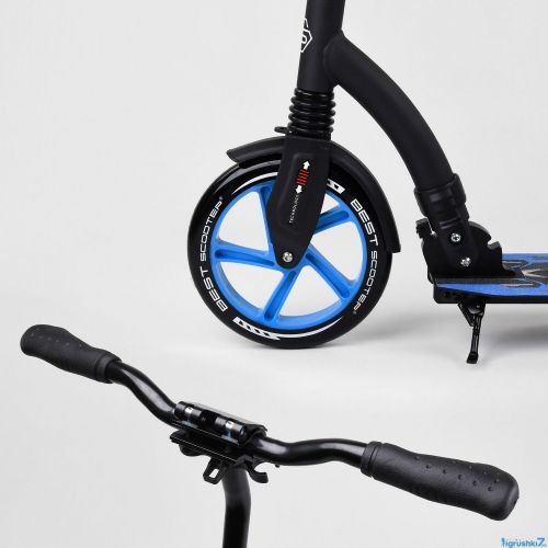 Картинка товара Самокат Best Scooter 54664 (4) двухколесный переднее 23 см, заднее - 20 см, 1 амортизатор, колеса PU, ЧЁРНО-ГОЛУБОЙ на Raspashonka.ua фото 5