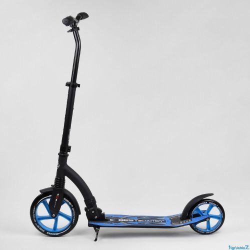 Картинка товара Самокат Best Scooter 54664 (4) двухколесный переднее 23 см, заднее - 20 см, 1 амортизатор, колеса PU, ЧЁРНО-ГОЛУБОЙ на Raspashonka.ua фото 3