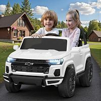детский двухместный электромобиль chevrolet colorado m 6290 eblr-1(24v): пульт 2,4g, 4х4, eva, 10 км/ч, кожа - белый - Raspashonka.ua
