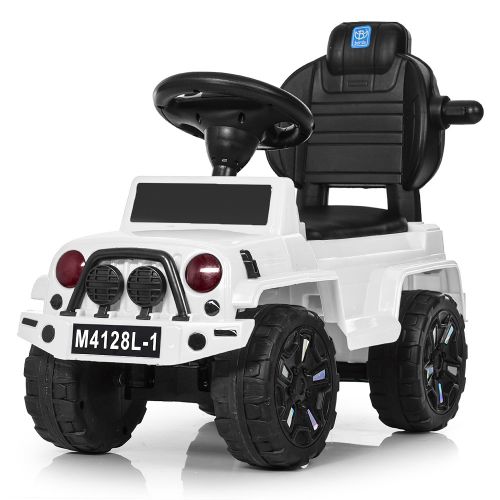 Картинка товара Детская машина-толокар Bambi M 4128 L-1 : кожа, родительская ручка - БЕЛАЯ на Raspashonka.ua фото 3