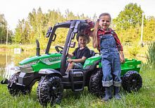 детский электромобиль трактор с прицепом blt-206 leantoys: пульт, 24v 9а, 2x200w, 12км/ч, eva - зеленый - Raspashonka.ua