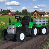 детский электромобиль трактор м 6038 eblr-5, bambi racer: 7 км/ч, 2.4g, 90w, eva, usb, эко-кожа - зеленый - Raspashonka.ua
