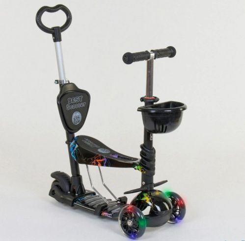 Картинка товара Самокат 5в1 Best Scooter 35110(1), подсветка колёс, корзинка, ЧЁРНЫЙ на Raspashonka.ua фото 2