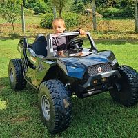 детский двухместный электромобиль buggy clash sx1928: 2.4g, eva, 24v 14a, 4x4, 390w кожа- черный - Raspashonka.ua