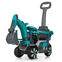 детский электромобиль экскаватор 4141 l-4: ручка, 25w, 3 км/ч, эко-кожа, свет, mp3 - серо-синий - Raspashonka.ua