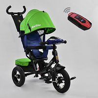 Фото детский трёхколесный велосипед best trike 7700 в – 6412: пульт включения света и звука, поворотное сиденье, надувные колеса переднее колесо d=29см. задние d=26см. зеленый - Raspashonka.ua