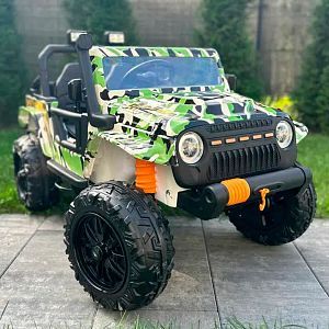 Детский электромобиль Jeep Defender 4x4, 8 км/ч, 12V 10A, EVA, Кожа, 2.4G - MILITARY(12742592230)