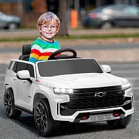 детский электромобиль chevrolet tahoe pa.hl588.bia: 70w, eva, 2.4g, 7 км/ч, кожа - white - Raspashonka.ua