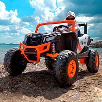 детский электромобиль m 4567 eblr-7-2: 12v 12a, 4x45w, eva, кожа - оранжево-чёрный (pa.xmx-613.pom) - Raspashonka.ua