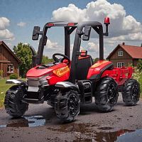 детский электромобиль трактор с прицепом blt-206 leantoys: пульт, 24v 9а, 2x200w, 12км/ч, eva - красный - Raspashonka.ua