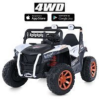 детский электромобиль m 5052 eblr-1, bambi racer: 4wd, 24v, 10 км/ч, eva, кожа - белый - Raspashonka.ua