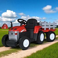 детский электромобиль трактор м 6038 eblr-3, bambi racer: 7 км/ч, 2.4g, 90w, eva, usb, эко-кожа - красный - Raspashonka.ua