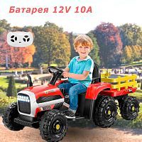 детский трактор m 5733 eblr-3, bambi racer: 2х35w, 12v 7ah, eva, кожа - красный - Raspashonka.ua