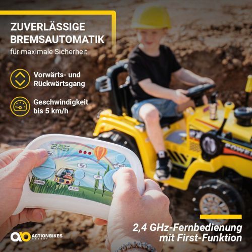 Картинка товара Детский электромобиль ЭКСКАВАТОР PA.ZP1005.ZOL: 2.4G, 90W, эко-кожа - ЖЕЛТЫЙ на Raspashonka.ua фото 3