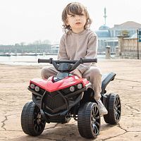 детский квадроцикл m 5054 el-3:  eva, кожа, 5 км/ч, свет фар - красный - Raspashonka.ua