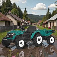 детский электрический трактор с прицепом m 6260 eblr-5, bambi racer: 24v, 190w, 10км/ч - зеленый - Raspashonka.ua