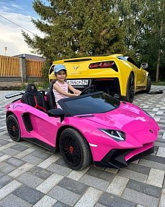 Детский электромобиль LAMBORGHINI AVENTADOR SV STRONG (24V): мощность 200W, 16 км/ч, 24V 14A, кожа - PINK (A8803)