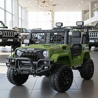Фото анонса детский электромобиль джип m 6270 eblr-10(24v) bambi racer : пульт 2.4g, 90w, eva, 9 км/ч, кожа - хаки от интернет магазина Raspashonka.ua