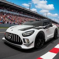 Фото анонса детский электромобиль m 5112 eblr-1 mercedes-benz amg gt3: 4х25w, 12v 9a, eva, 7км/час, кожа - белый от интернет магазина Raspashonka.ua