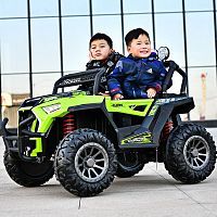 детский электромобиль джип m 4453 eblr-5: 4x35w, 2.4g, eva, 8 км/ч, кожа- зелёный - Raspashonka.ua