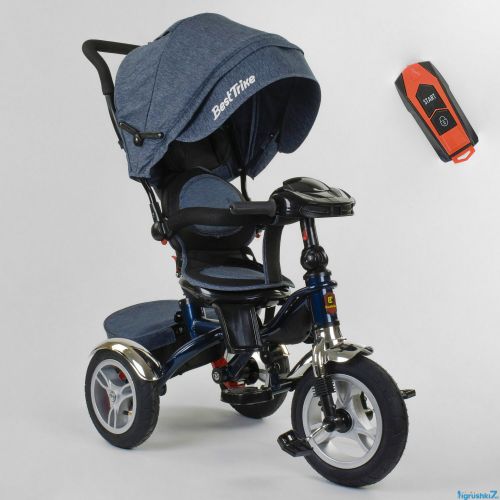 Картинка товара Детский 3-х колесный велосипед BEST TRIKE 5890 / 84-710: надувные колеса, поворотное сиденье, складной руль, пульт, фара с USB – СЕРЫЙ на Raspashonka.ua фото 2
