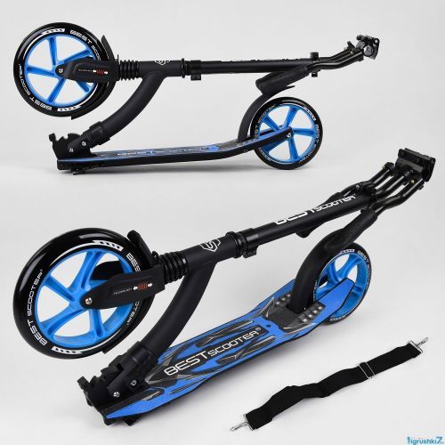 Картинка товара Самокат Best Scooter 54664 (4) двухколесный переднее 23 см, заднее - 20 см, 1 амортизатор, колеса PU, ЧЁРНО-ГОЛУБОЙ на Raspashonka.ua фото 7