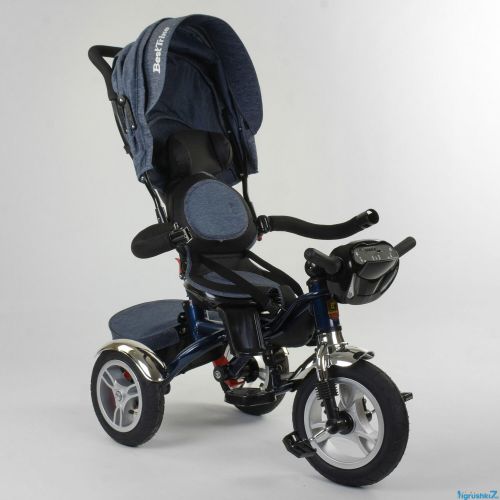 Картинка товара Детский 3-х колесный велосипед BEST TRIKE 5890 / 84-710: надувные колеса, поворотное сиденье, складной руль, пульт, фара с USB – СЕРЫЙ на Raspashonka.ua фото 4