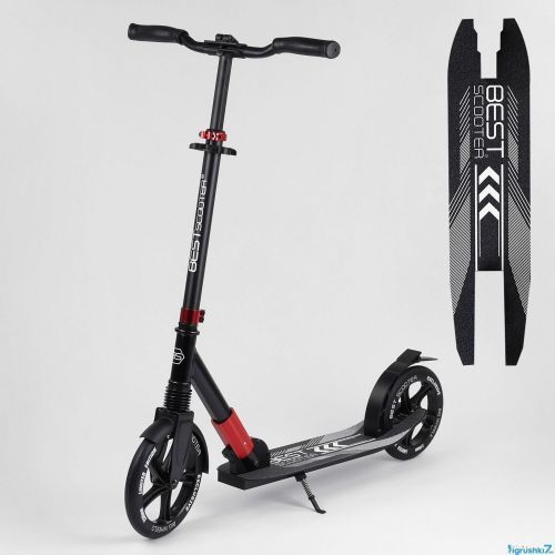 Картинка товара Самокат Best Scooter 36956 (2) колеса PU, переднее колесо 230 мм, заднее 215 мм , 1 амортизатор, ЧЁРНЫЙ на Raspashonka.ua фото 2