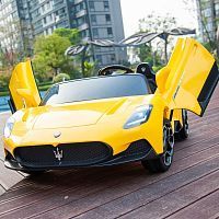 детский двухместный электромобиль m 4993 eblr-6 maserati mc20: 12v, 180w, 8км/ч - желтый - Raspashonka.ua