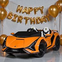 детский электромобиль m 5072 eblr-7 lamborghini sian: двухместный, пульт 2.4g, моторы 120w, 8 км/ч, 12v 14а - оранжевый - Raspashonka.ua
